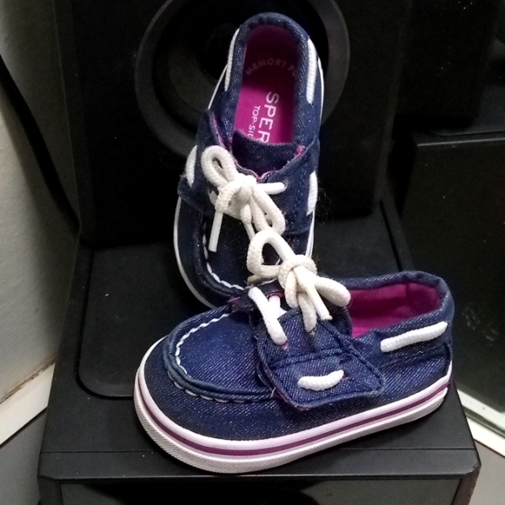 Baby sperrys. Size 1m dark blue. Denim like